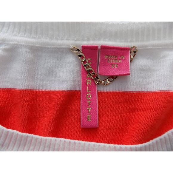 Charlotte Taranatola knit top orange striped sequin size XS - Picture 6 of 7